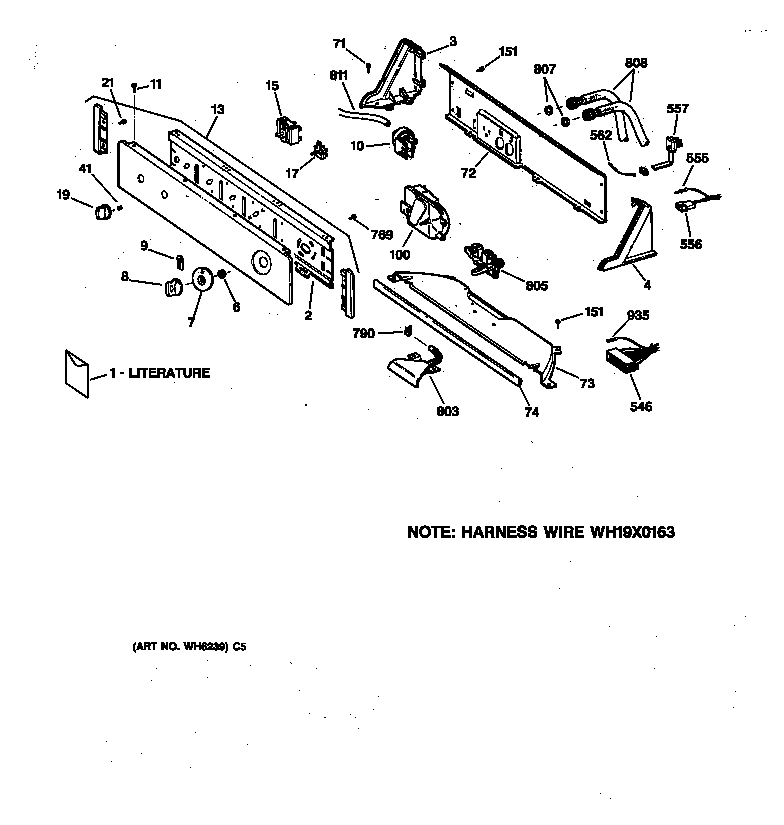 GE WMSR2100T6WW controls & backsplash diagram