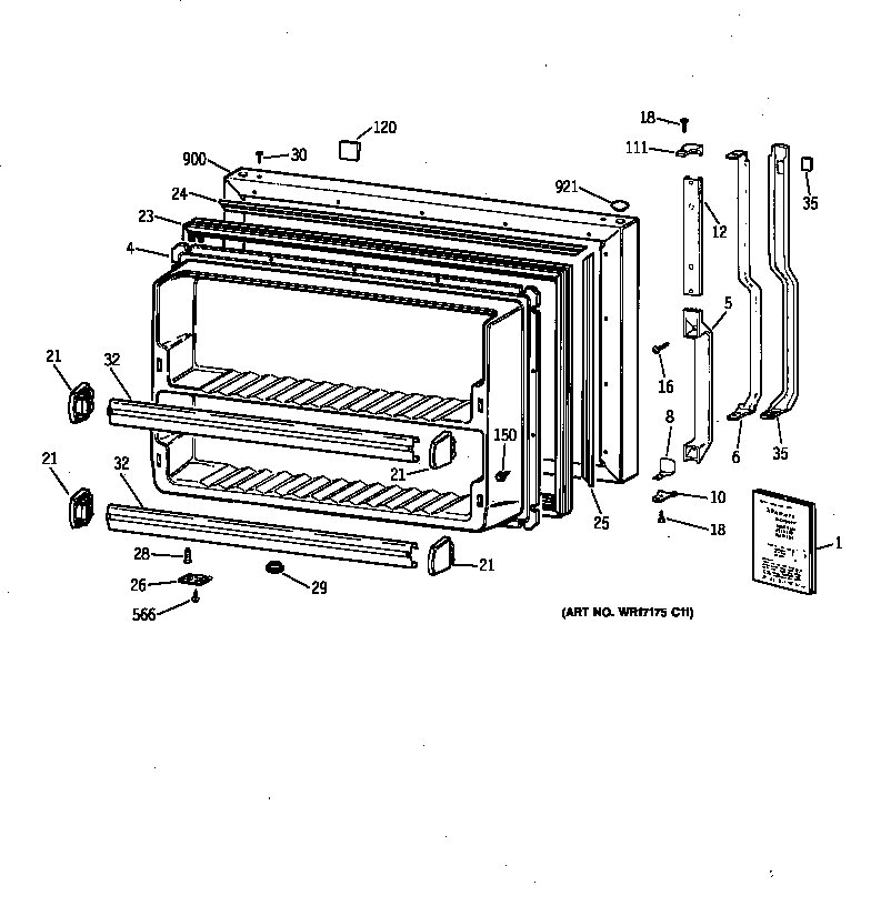 GE TBG18JAYARWW freezer door diagram