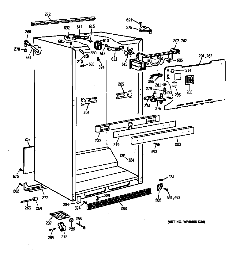 GE TBG18JAYARWW cabinet parts diagram
