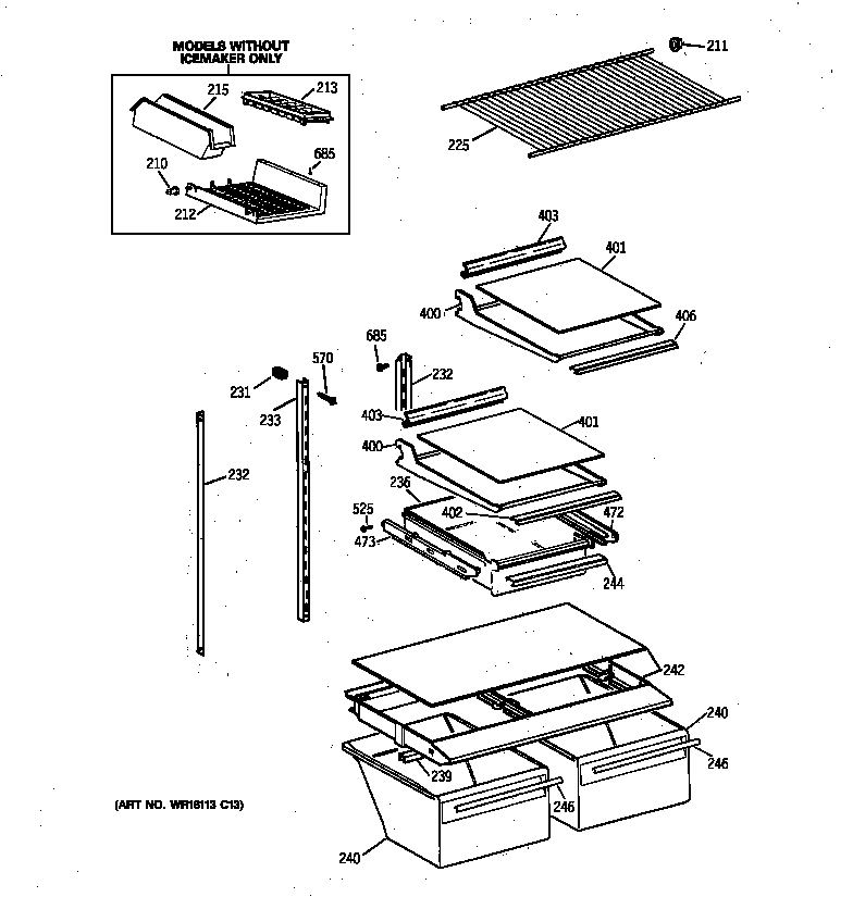 GE TBG18JAYARWW shelf parts diagram