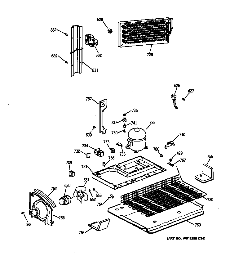 GE TBG18JAYARWW unit parts diagram
