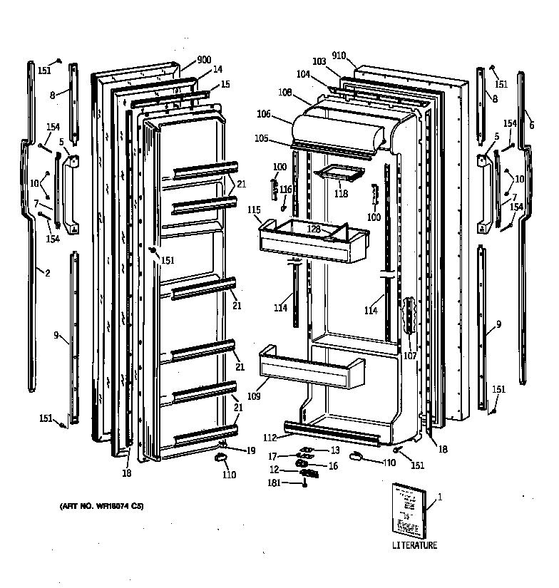 GE TFT22JAXFAA doors diagram
