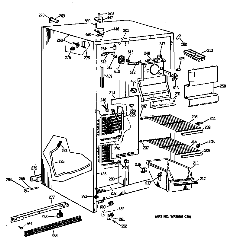 GE TFT22JAXFAA freezer section diagram
