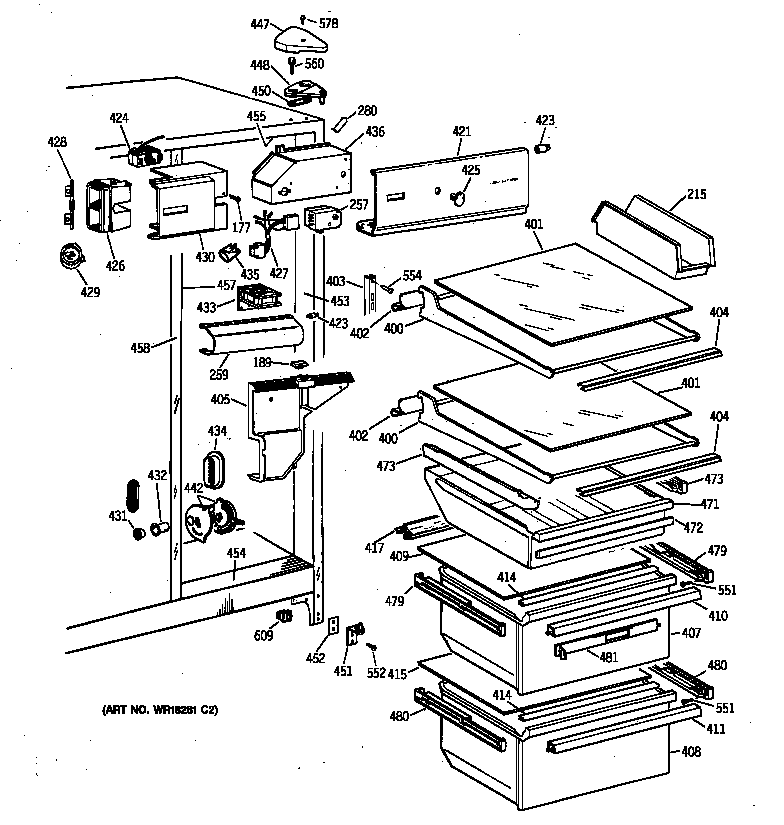 GE TFT22JAXFAA fresh food section diagram