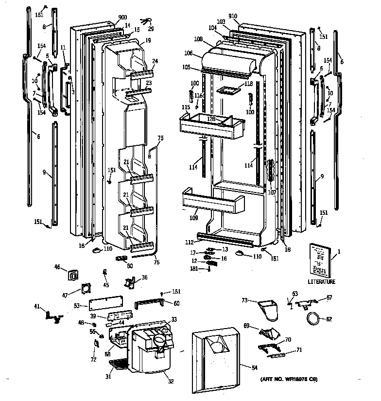 GE TFT22JWXFAA doors diagram
