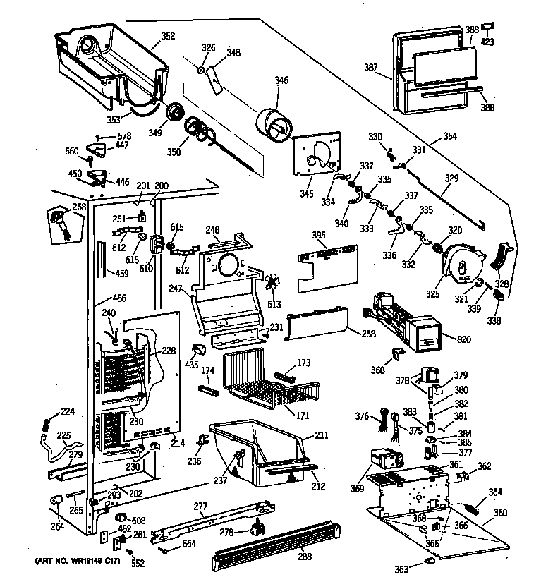 GE TFT22PRXFWW freezer section diagram