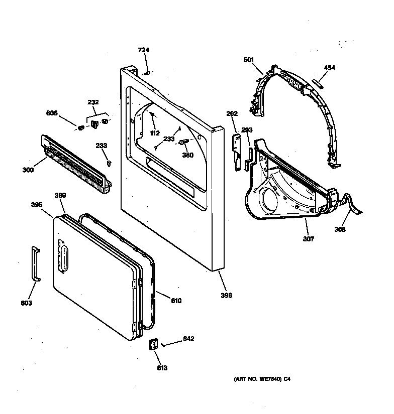 GE DLLR113ET1WB cabinet front diagram