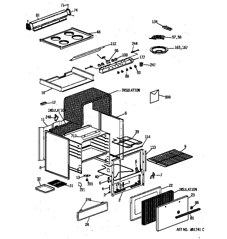 GE JAS03*R3 electric range diagram