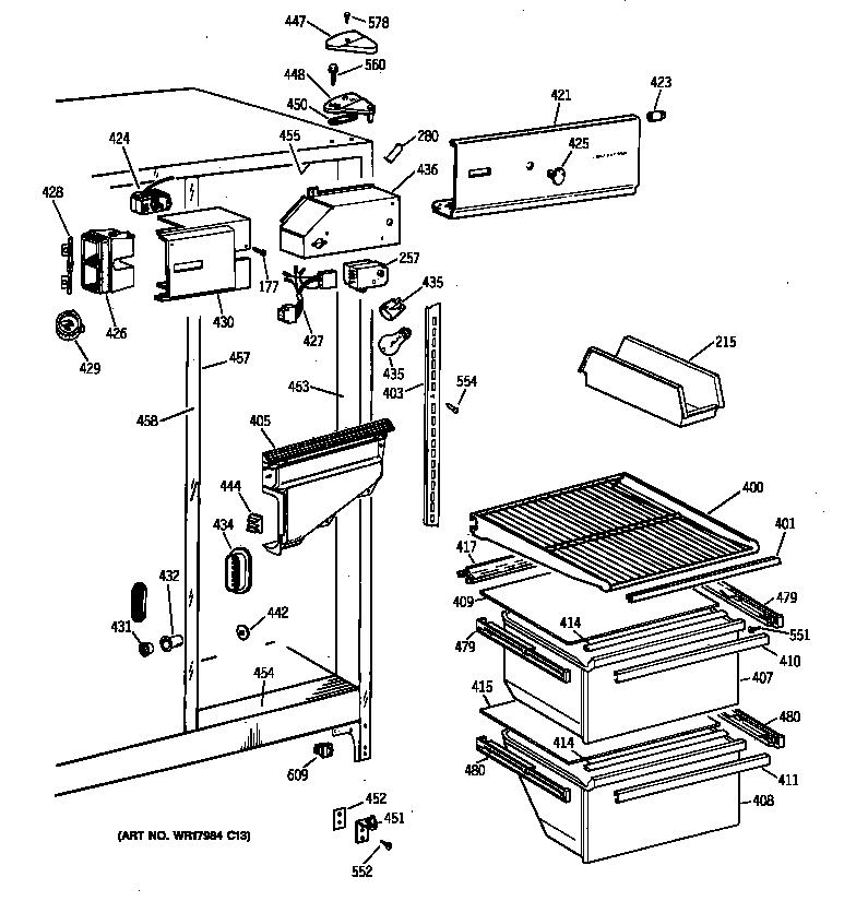GE CSX20BIYFAD fresh food section diagram