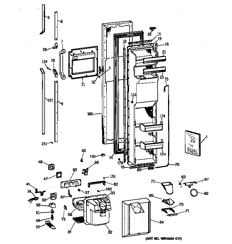 GE CSK27PFZBWW freezer door diagram