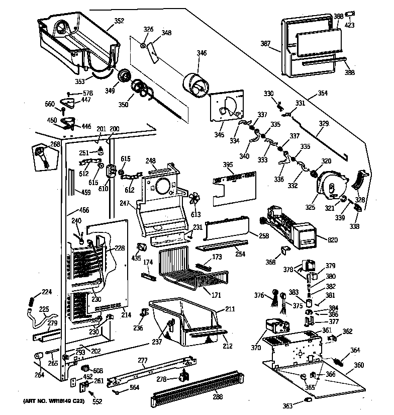 GE CSK27PFZBWW freezer section diagram