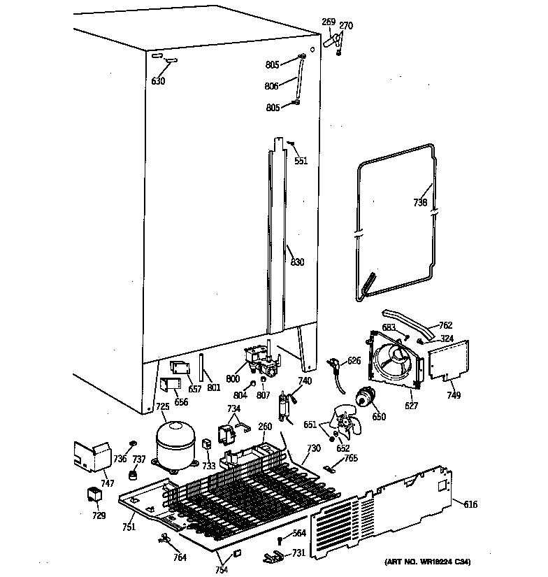GE CSK27PFZBWW unit parts diagram