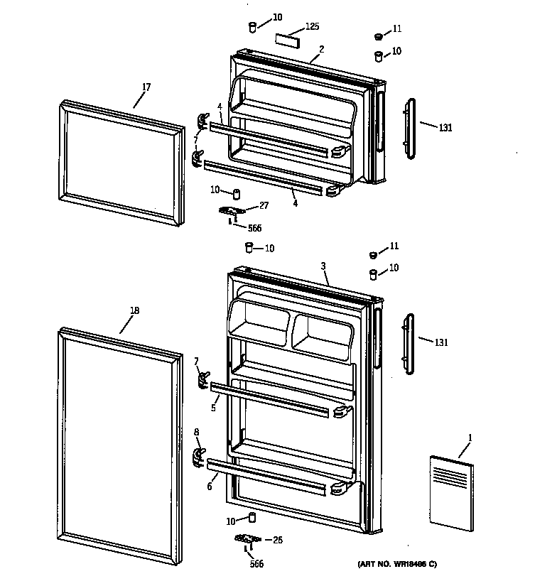 GE CTX14LYZBRWH doors diagram