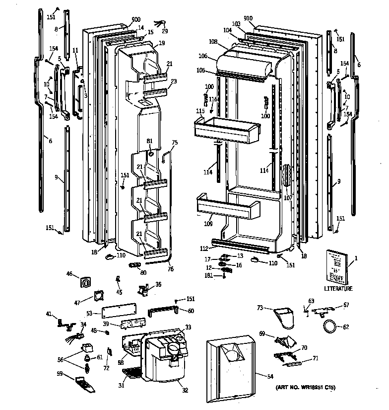 GE MST25GRZBWW doors diagram