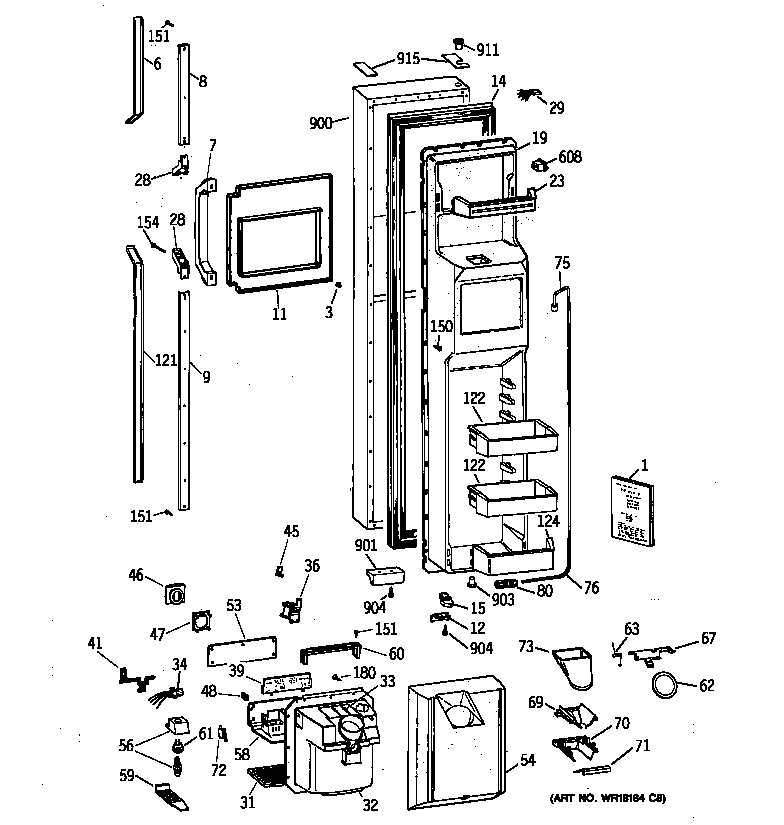 GE MSK30DHZDAA freezer door diagram