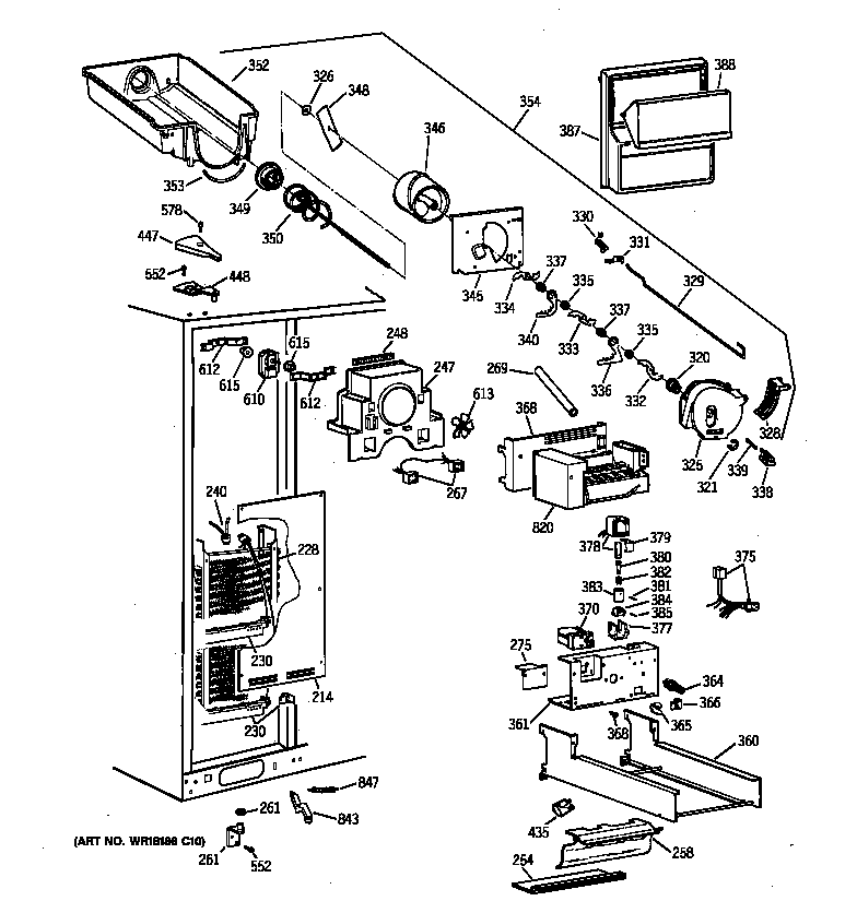 GE MSK30DHZDAA freezer section diagram