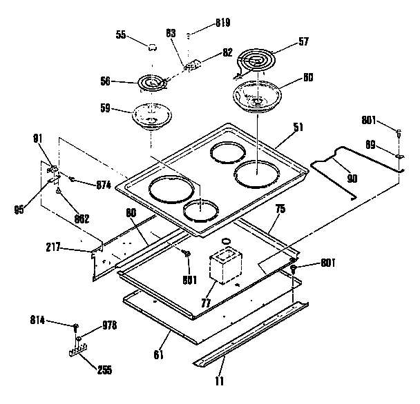 GE JDC27GL4 cooktop diagram
