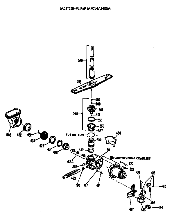 GE GSM603T-64AW motor-pump mechanism diagram