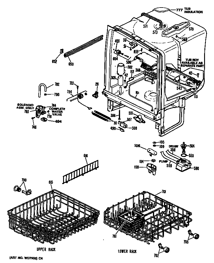 GE GSC820S03 tub diagram