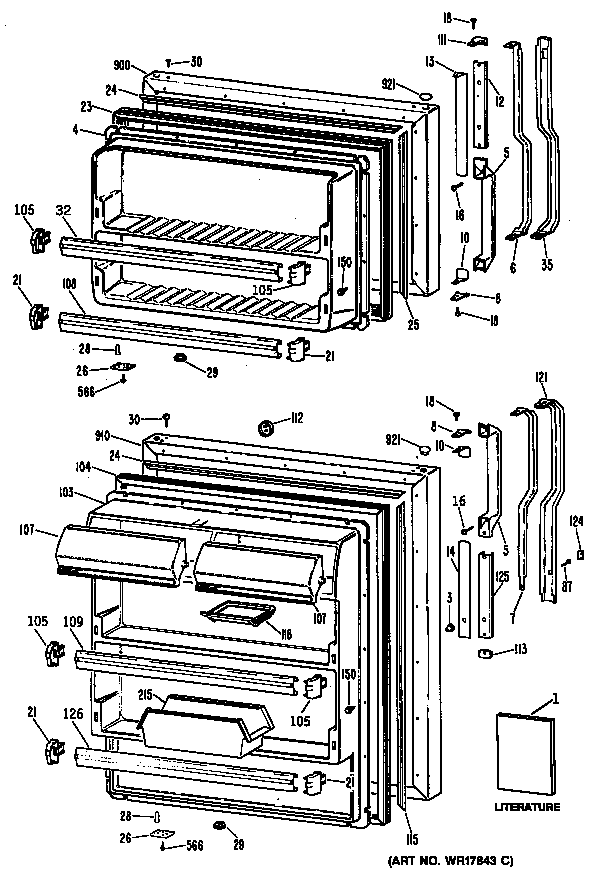 GE TBH18JPRRAD doors diagram