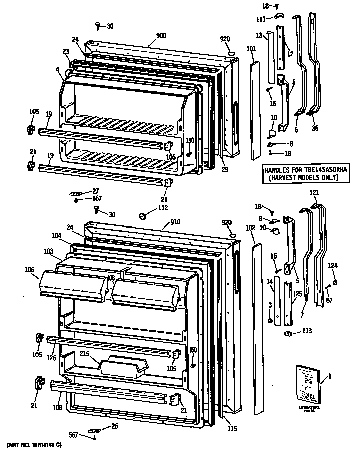 GE TBE14SASDRHA doors diagram