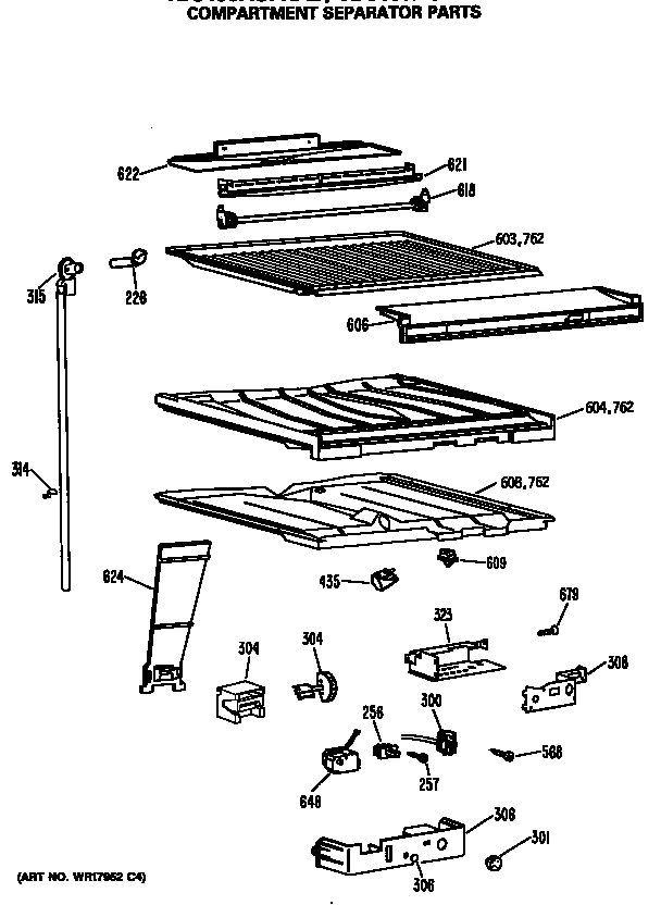 GE TBC19JASPRAD compartment separator parts diagram