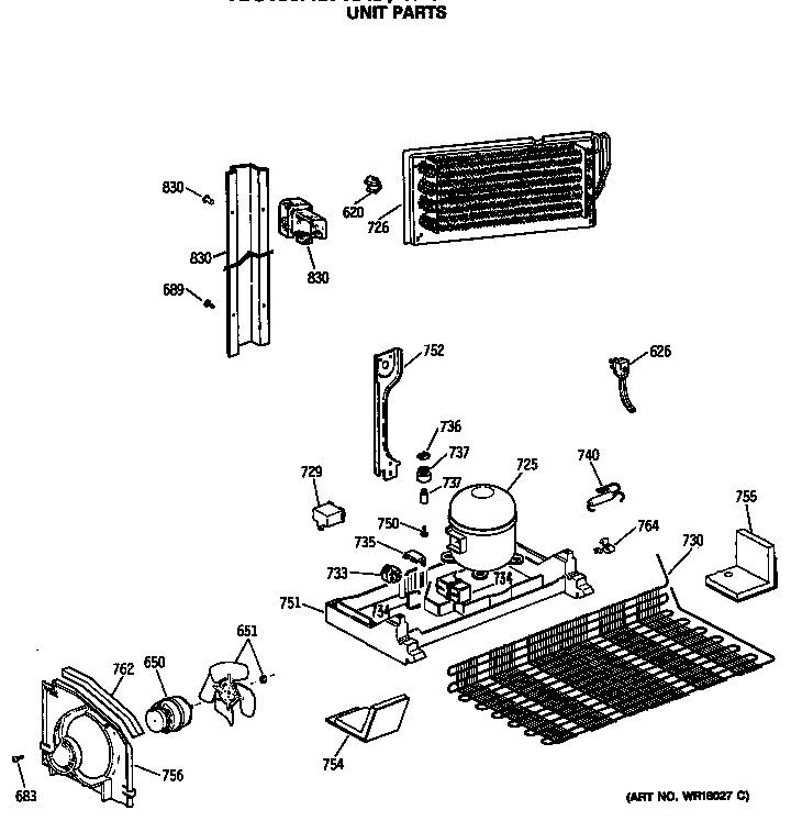 GE TBC19JASPRAD unit parts diagram