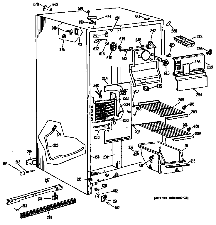 GE TFC20DASAAD cabinet diagram