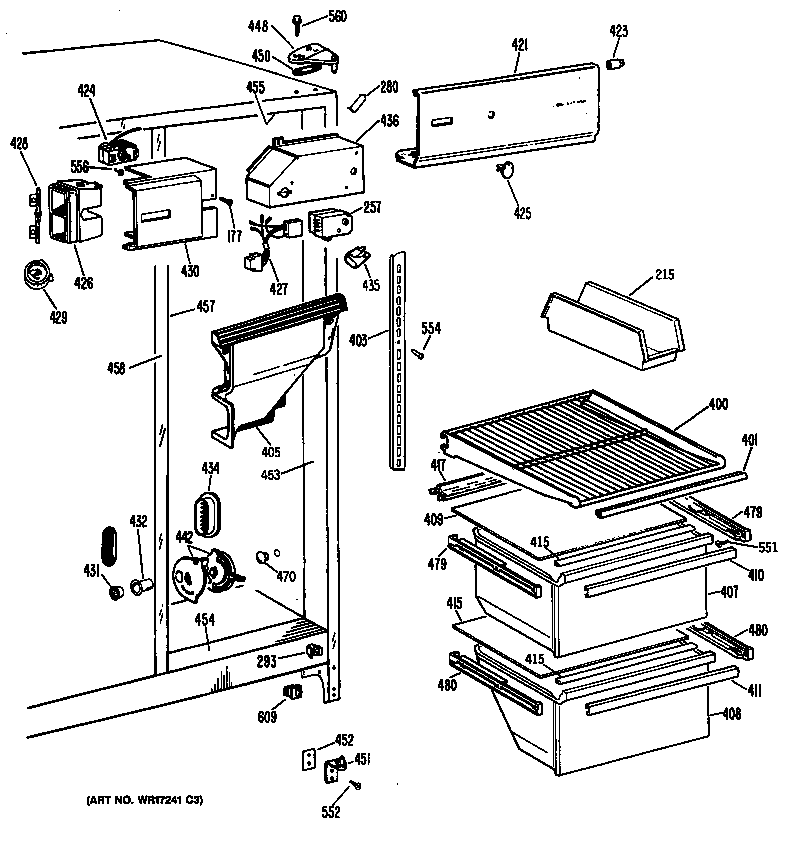 GE TFC20DASAAD shelves diagram