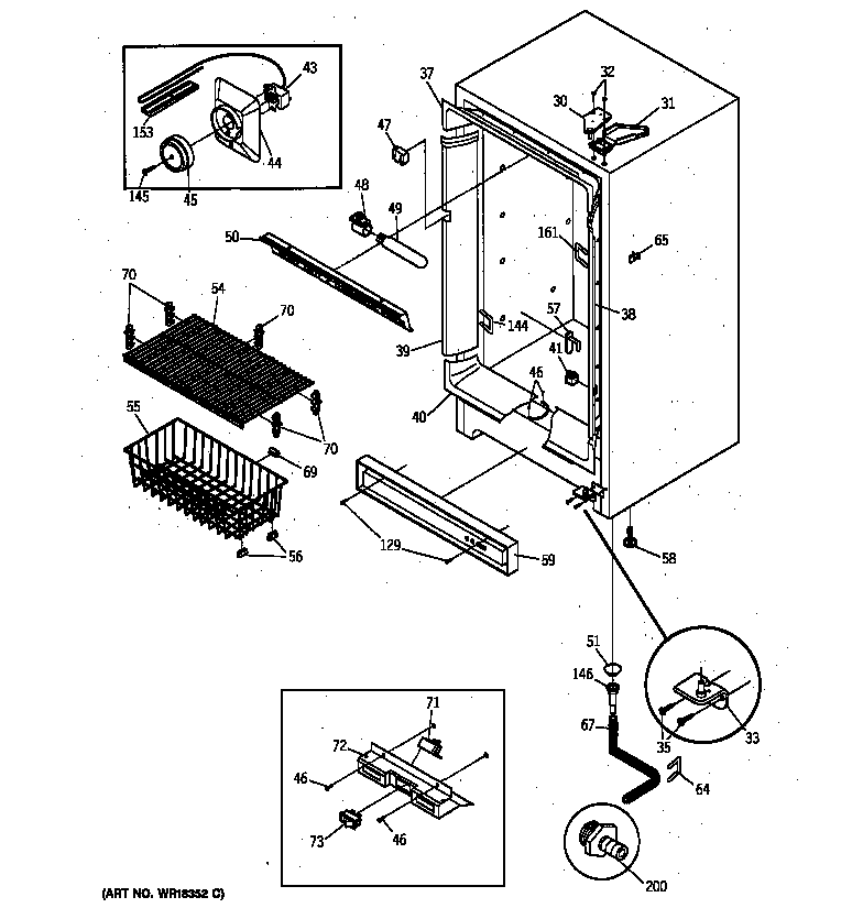GE FP17DXARWH cabinet diagram