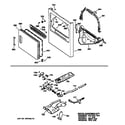 GE DBLR333GT1WW cabinet front, gas valve & burner asm. diagram