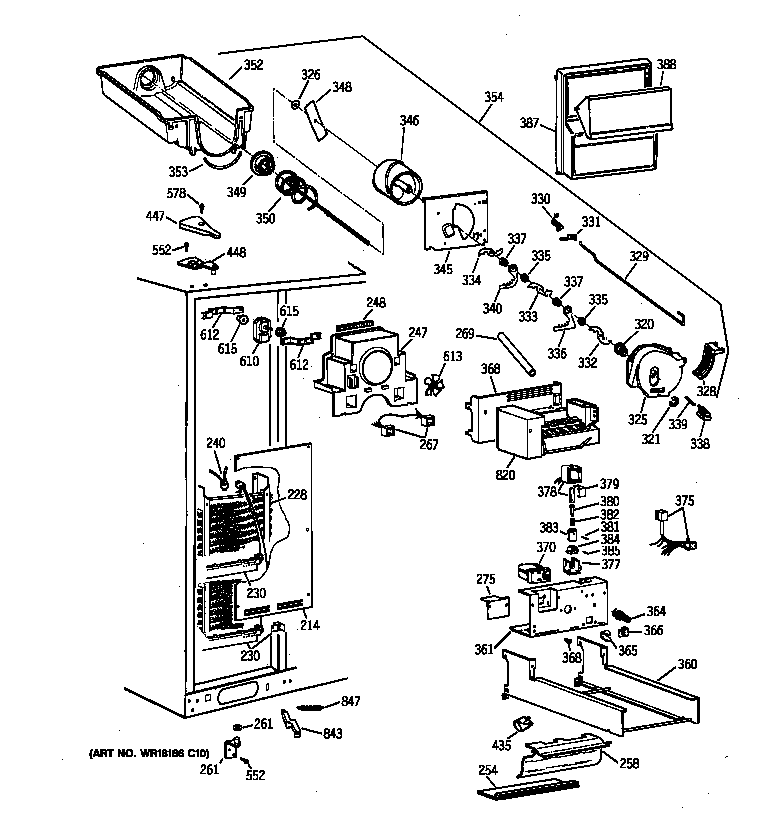 GE TFK28ZRZCAA freezer section diagram