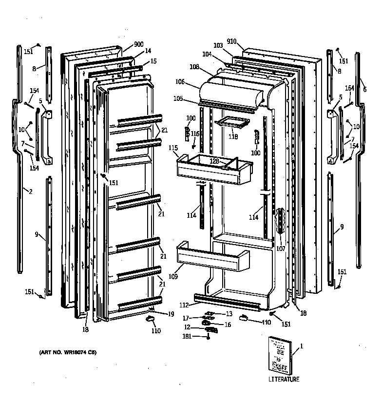 GE TFX25ZAZBWW doors diagram