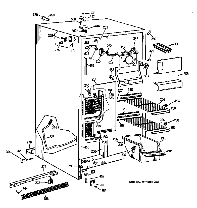 GE TFX25ZAZBWW freezer section diagram