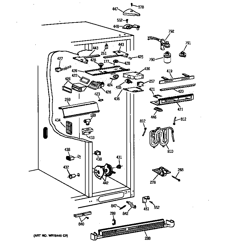 GE TFX28PPZCBB fresh food section diagram