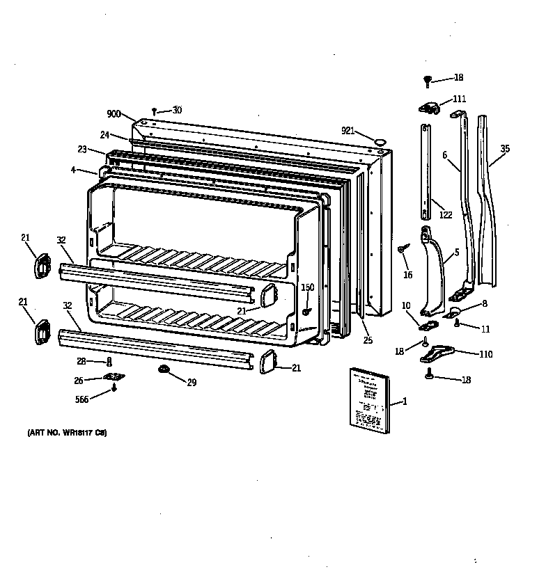 GE CTT21GAXGRWW freezer door diagram