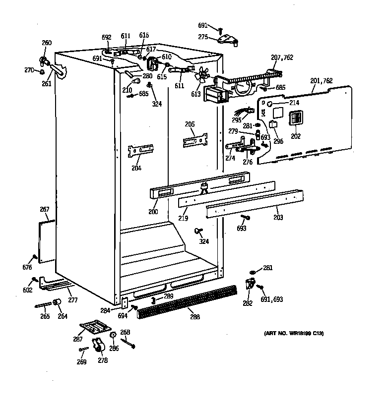 GE CTT21GAXGRWW cabinet parts diagram