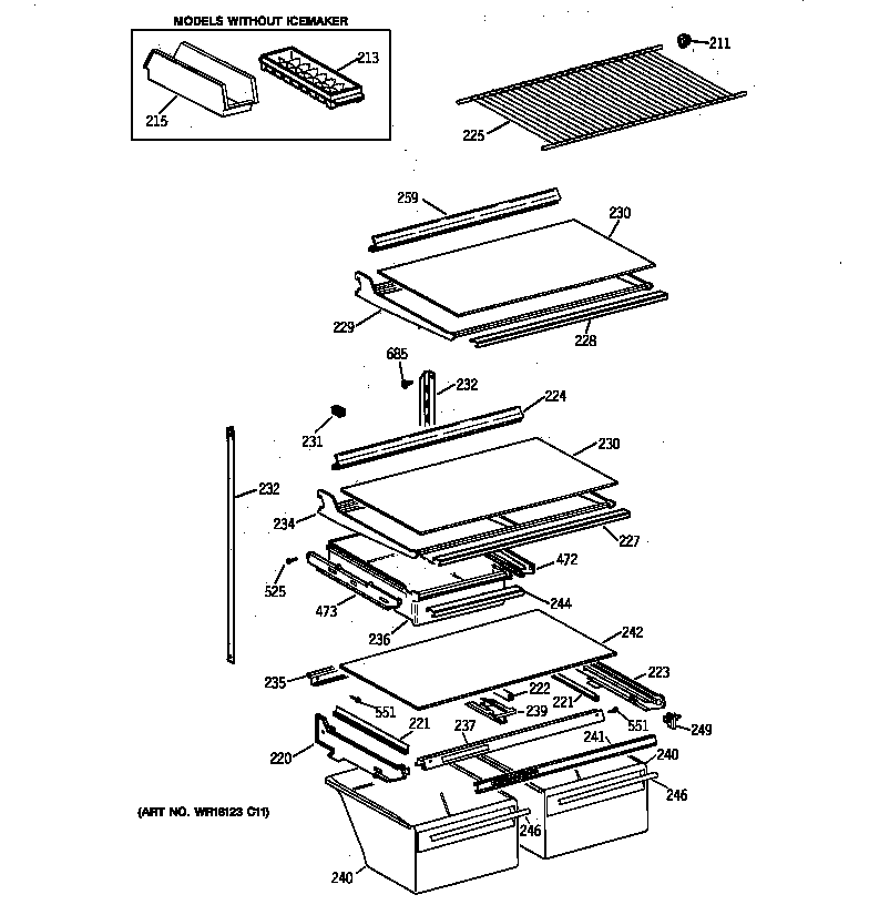 GE CTT21GAXGRWW shelf parts diagram