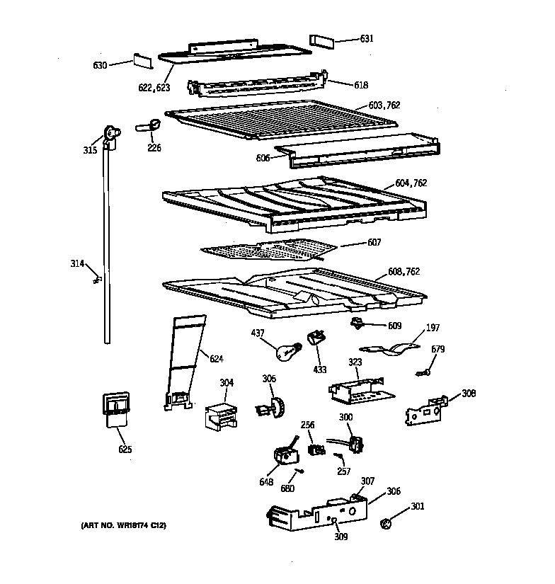 GE CTT21GAXGRWW compartment separator parts diagram
