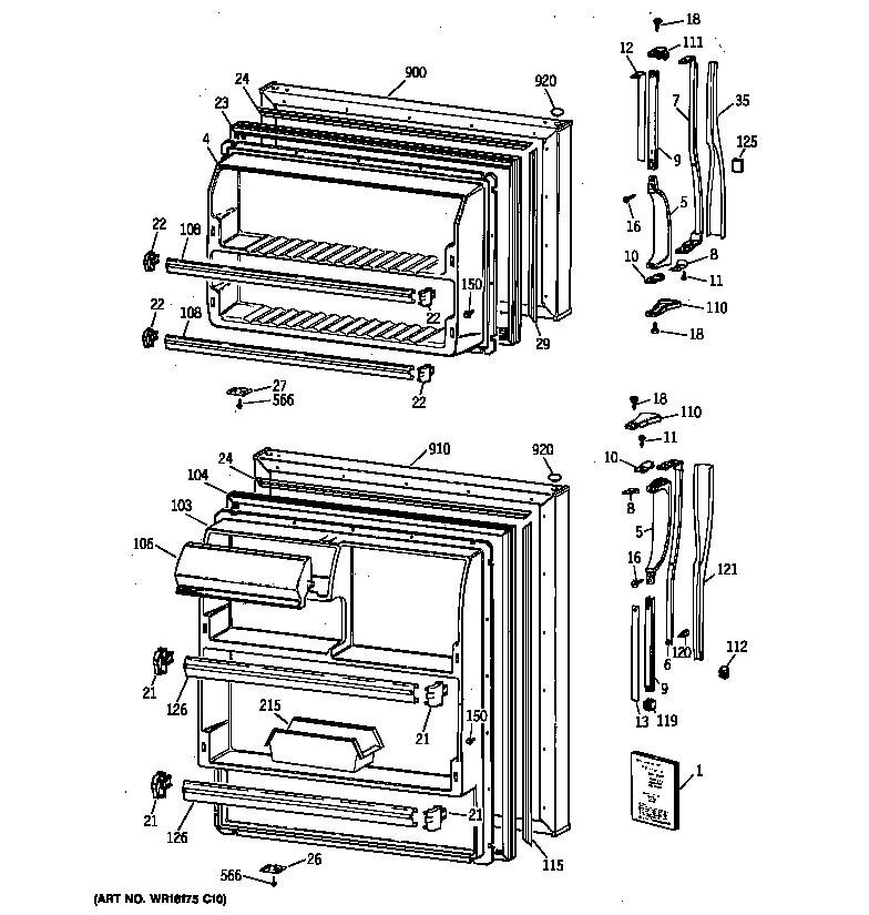 GE CTX16BAZBRWH doors diagram
