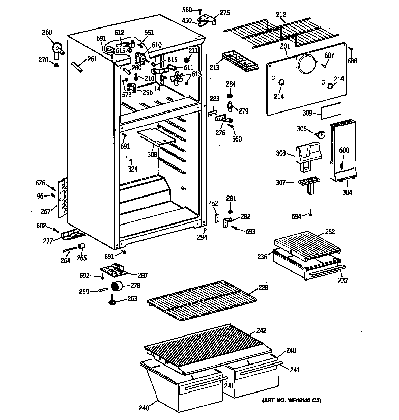 GE CTX16BAZBRWH cabinet diagram