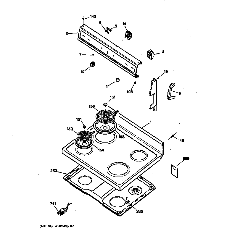 Hotpoint RB526V3 cooktop diagram