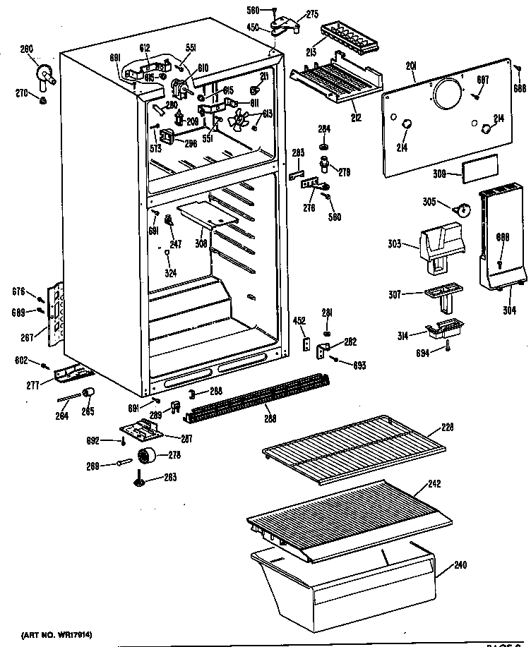 GE TBX16SYSFLWH cabinet diagram