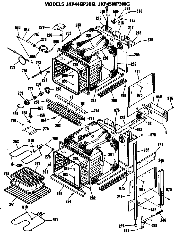 GE JKP44GP3BG ovens diagram