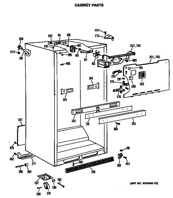 GE TBH21DASNRWH cabinet parts diagram