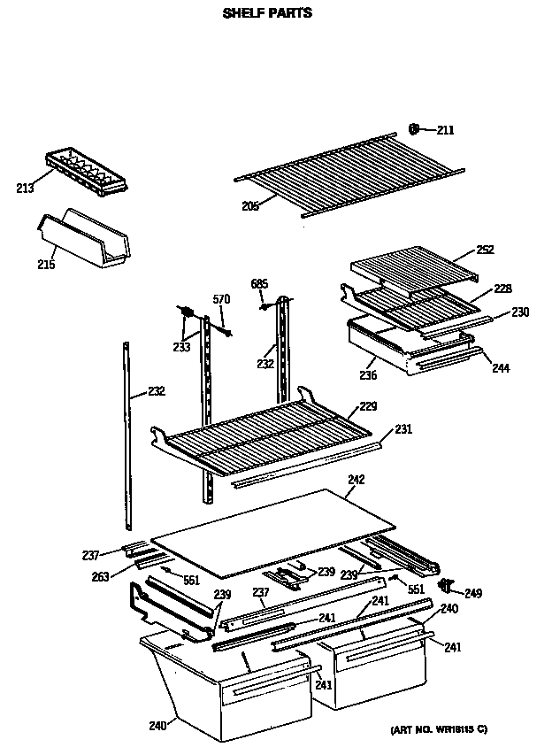GE TBH21DASNRWH shelf parts diagram