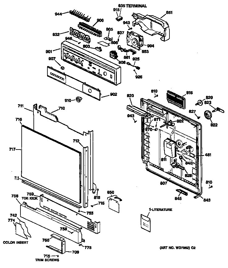 GE GSD1410T55AA door diagram