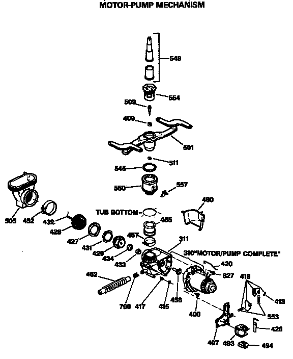 GE GSD1410T55AA motor-pump mechanism diagram