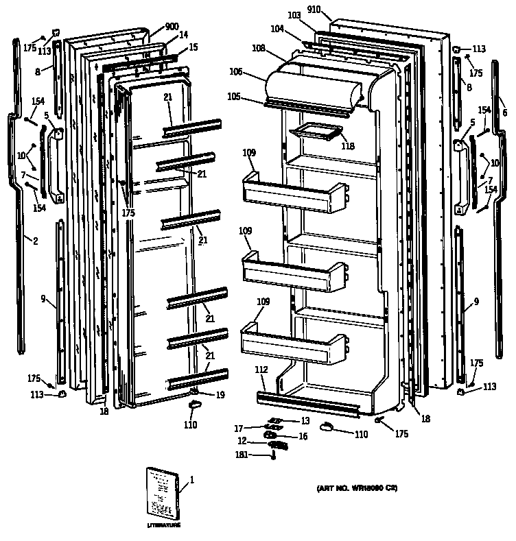 GE TFX20DASBWH doors diagram
