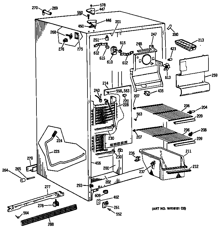 GE TFX20DASBWH cabinet diagram